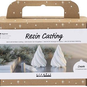 Mini Diy Kit Resin Støbning - Juletræer - Hvid - 1pk.