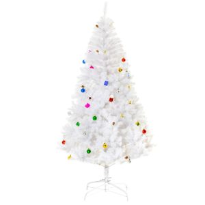 Kunstigt juletræ grantræ 180 cm med fod inklusive dekoration (180 cm, hvid/juletræ 1)