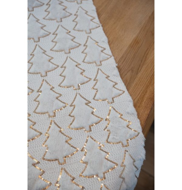 Glitter Juletræ Bordløber Hvid/Guld