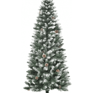 Kunstigt juletræ med sne og kogler H150 x Ø69 cm - Grøn/Hvid