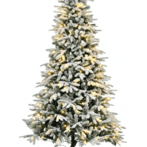 Kunstigt juletræ med sne og led lys H180 x Ø105 cm - Grøn/Hvid