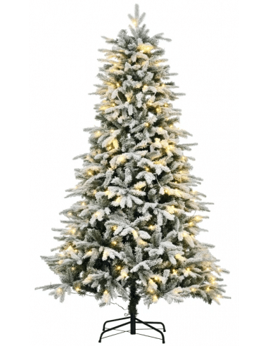 Kunstigt juletræ med sne og led lys H180 x Ø105 cm - Grøn/Hvid