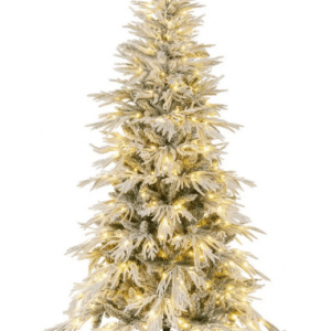 Kunstigt juletræ med sne og led lys H180 x Ø106 cm - Grøn/Hvid