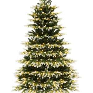 Kunstigt juletræ med sne og led lys H180 x Ø118 cm - Grøn/Hvid