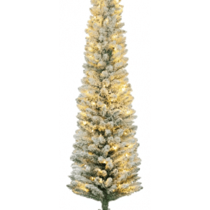 Kunstigt juletræ med sne og led lys H180 x Ø52 cm - Grøn/Hvid