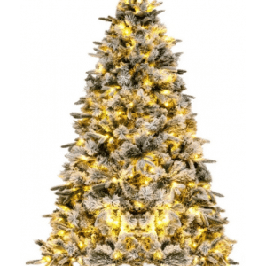 Kunstigt juletræ med sne og led lys H186 x Ø120 cm - Grøn/Hvid