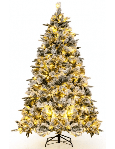 Kunstigt juletræ med sne og led lys H186 x Ø120 cm - Grøn/Hvid