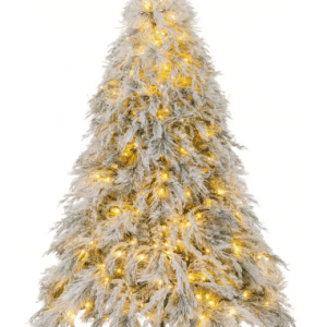 Kunstigt juletræ med sne og led lys H192 x Ø110 cm - Grøn/Hvid