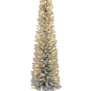 Kunstigt juletræ med sne og led lys H210 x Ø57 cm - Grøn/Hvid