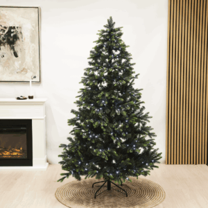 Kunstigt juletræ med farvede og hvide lys - 180 X 124 cm