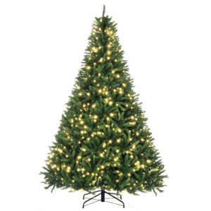 Juletræ, 700 varmt hvide LED'er, 2154 grene, flammehæmmende, plastik/metal, 210 x 142 cm, grøn