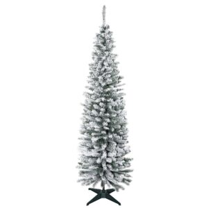 Kunstigt juletræ, 210 cm, snedækkede PVC-grene, foldbart, metalfod, grøn/hvid