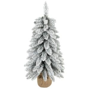 Kunstigt juletræ, 90 cm (3 fod), slankt blyantstræ med 107 grenspidser, jutebase, hvid